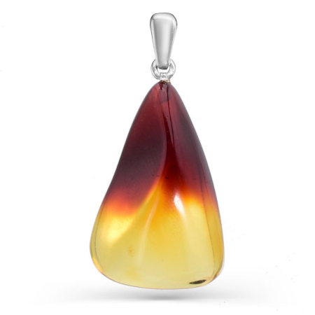 Bijuterii pietre semipretioase - Pandantiv argint cu chihlimbar ombre Eclat Rouge