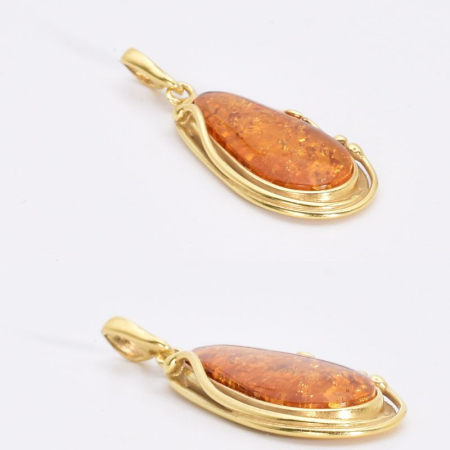 Pandantiv argint cu chihlimbar, placaj aur 18K [2]