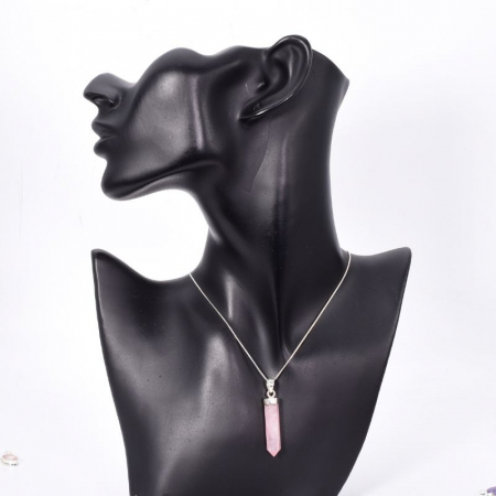 Pandantiv argint cu cristal de cuart roz varf [1]