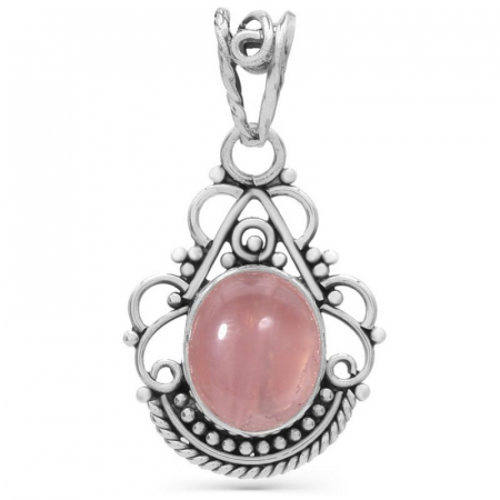 Pandantiv argint cu cuart roz Boho Elegance [0]