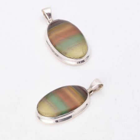 Pandantiv argint cu fluorit multicolor oval [3]