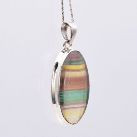 Pandantiv argint cu fluorit multicolor oval [2]