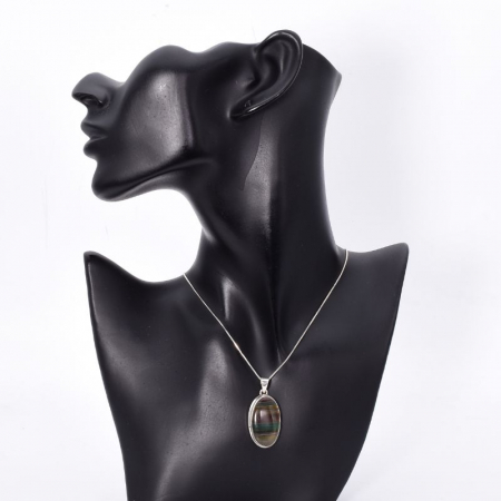 Pandantiv argint cu fluorit multicolor oval [1]