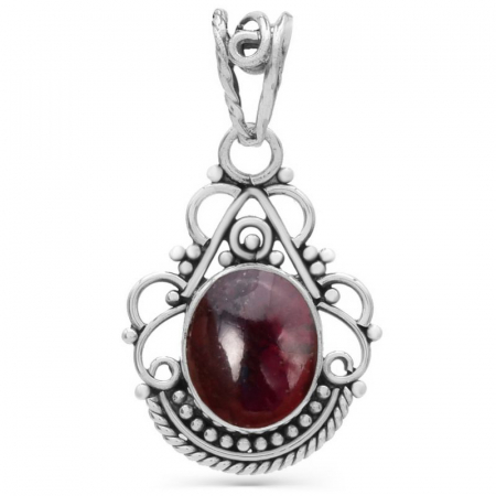 Pandantiv argint cu granat Boho Elegance