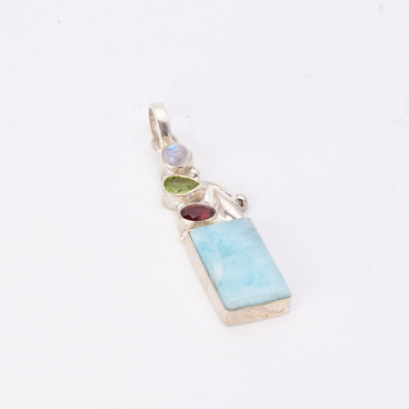 Pandantiv argint cu larimar, piatra lunii, peridot si granat [2]