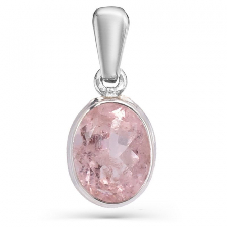 Pandantiv argint cu morganit oval fatetat [0]