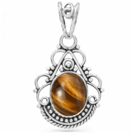 Bijuterii pietre semipretioase - Pandantiv argint cu ochi de tigru Boho Elegance