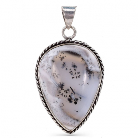 Bijuterii opal - Pandantiv argint cu opal dendritic, model funie