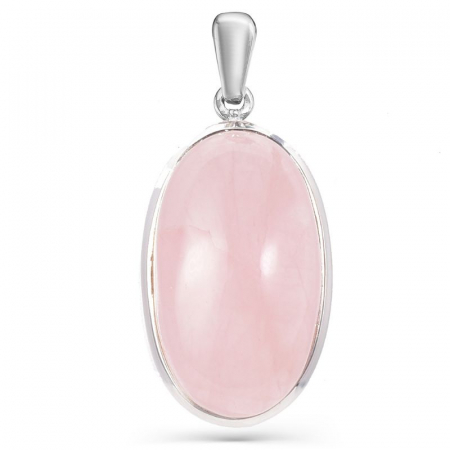 Pandantiv argint cu piatra cuart roz cabochon [0]