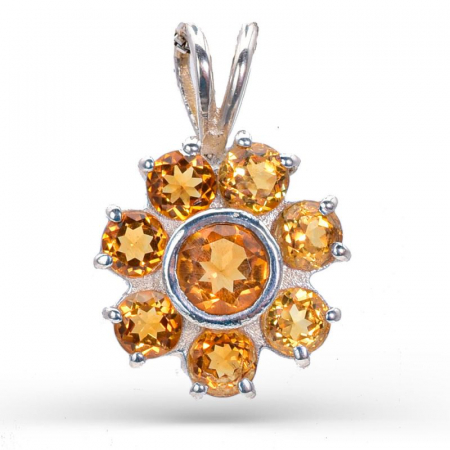 Pandantiv argint cu pietre citrin, model floral [0]