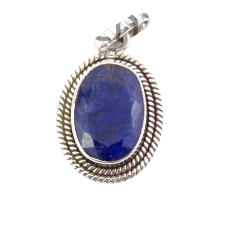 Pandantive pietre semipretioase - Pandantiv de argint oval cu safir albastru