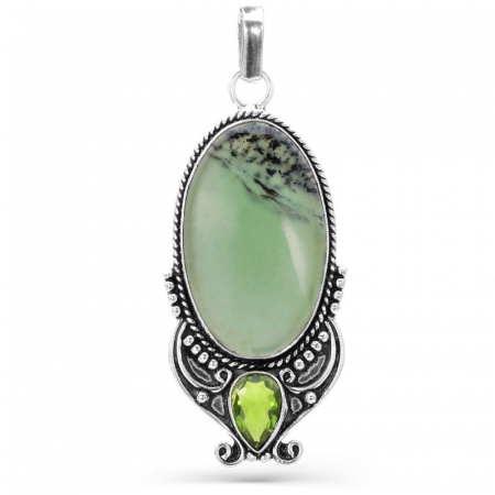 Pandantiv argint cu serpentin si crom diopsid [0]
