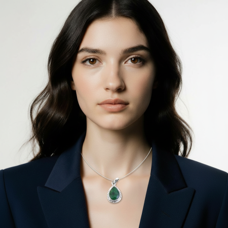 Pandantiv argint cu smarald, forma para [2]