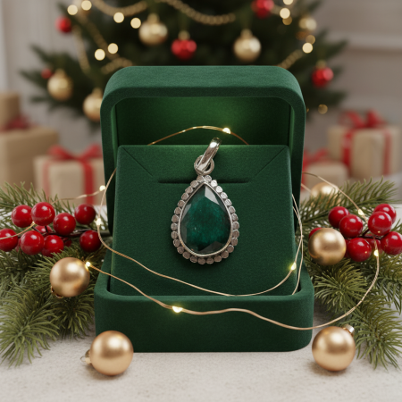 Pandantiv argint cu smarald, forma para [1]