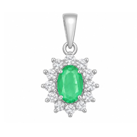 Pandantive pietre semipretioase - pandantiv-halo-argint-smarald-natural-zirconia
