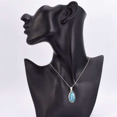 Pandantiv argint cu turcoaz cupru albastru Mozaic [2]