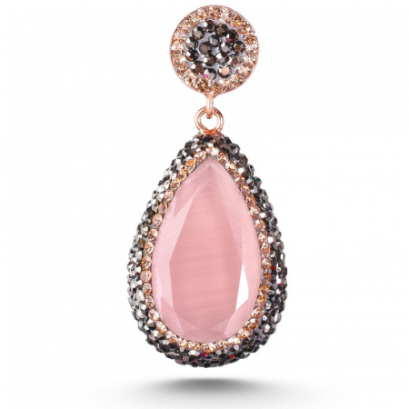 Pandantiv argint - cuart roz, hematit, CZ [0]