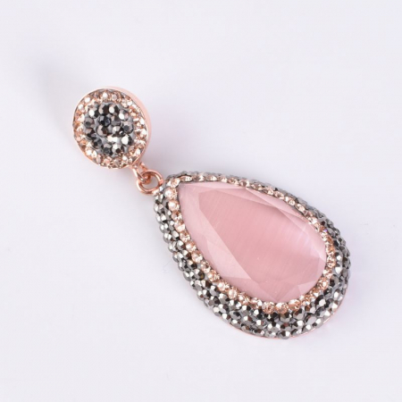 Pandantiv argint - cuart roz, hematit, CZ [2]