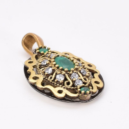 Pandantiv argint CZ verde, alb Regina Anatoliei [2]