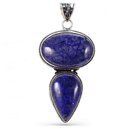 Bijuterii lapis lazuli - Pandantiv argint filigran cu lapis lazuli x 2