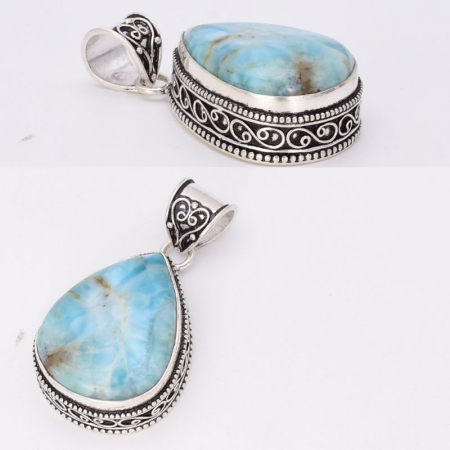 Pandantiv argint filigran cu larimar forma para [1]