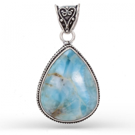Pandantiv argint filigran cu larimar forma para