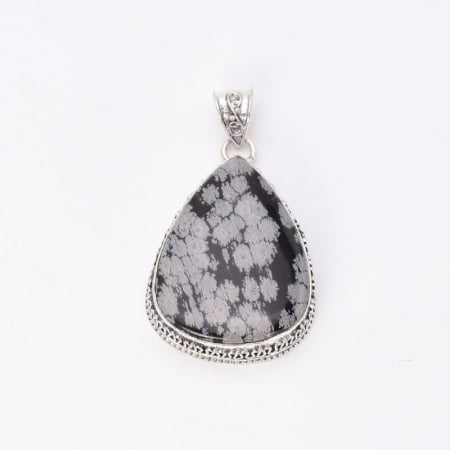 Pandantiv argint filigran cu obsidian fulg de nea forma para [3]