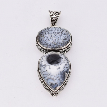 Pandantiv argint filigran cu opal dendritic x 2 [2]