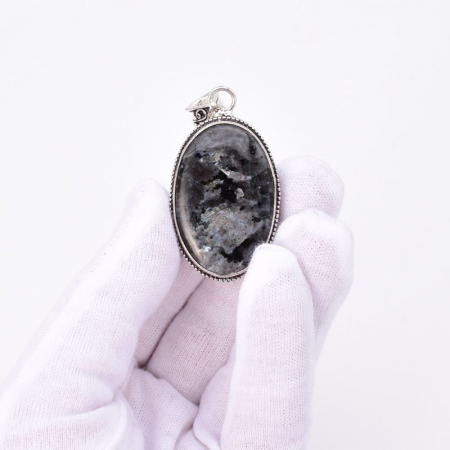 Pandantiv argint filigran cu piatra lunii neagra larvikit [4]