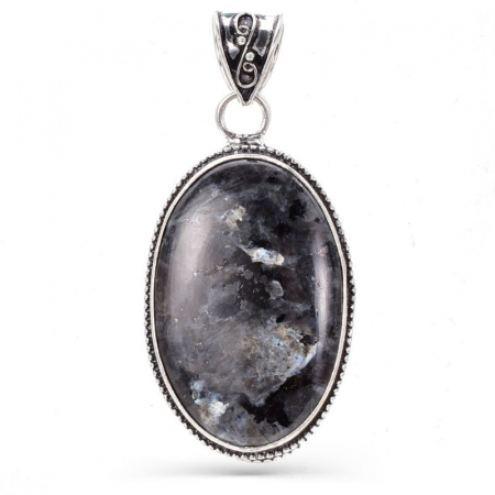 Pandantiv argint filigran cu piatra lunii neagra larvikit [0]