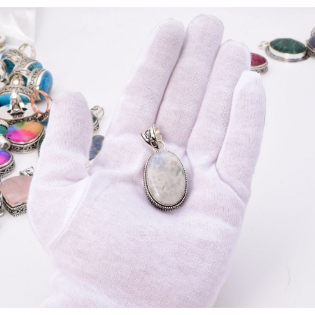 Pandantiv argint filigran cu piatra lunii oval mare [3]