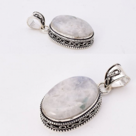 Pandantiv argint filigran cu piatra lunii oval mare [2]