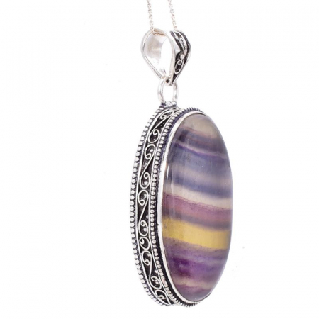 Pandantiv argint filigran fluorit oval multicolor [2]