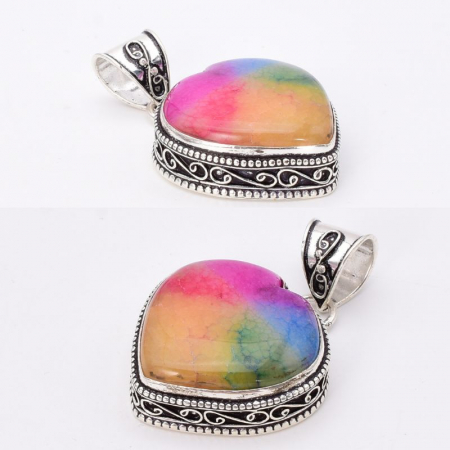 Pandantiv argint inima cuart solar curcubeu [2]