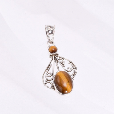 Pandantiv argint filigran cu doua pietre ochi de tigru [3]