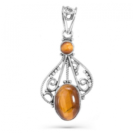 Pandantiv argint filigran cu doua pietre ochi de tigru [0]