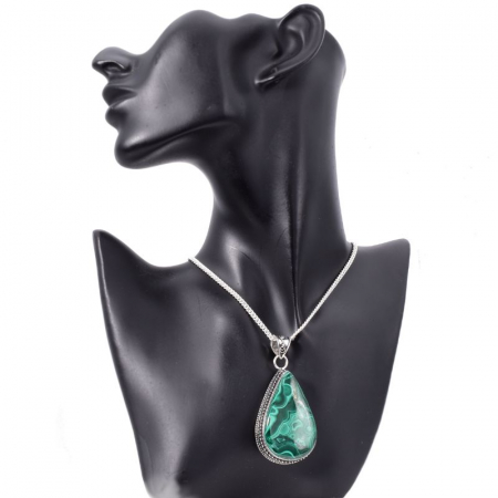 Pandantiv argint filigran statement cu malachit [1]