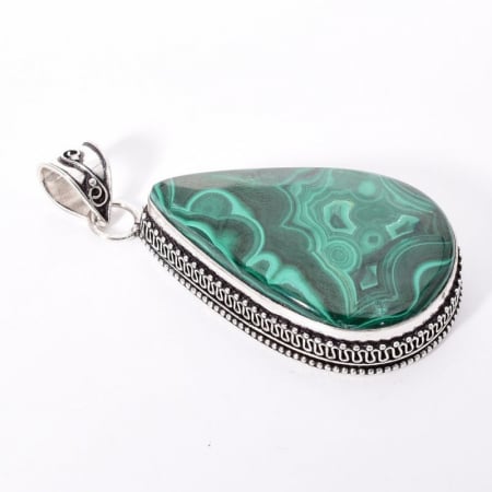 Pandantiv argint filigran statement cu malachit [3]