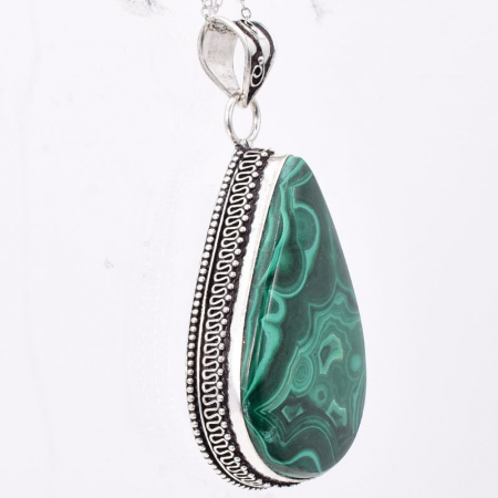 Pandantiv argint filigran statement cu malachit [2]