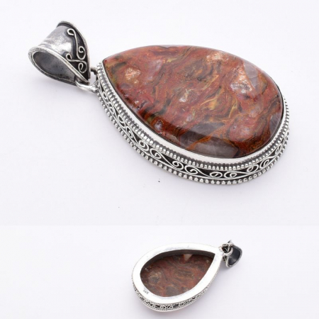 Pandantiv argint filigran statement cu pietersit maro [3]