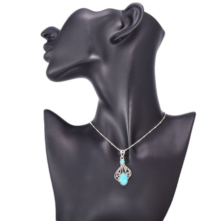 Pandantiv argint filigran cu doua pietre turcoaz [2]