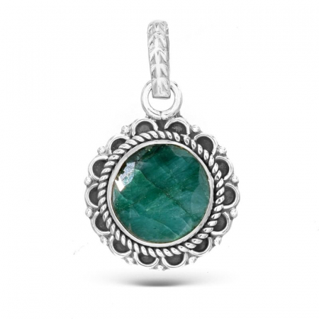 Pandantiv argint Floare cu smarald natural [0]