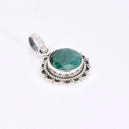 Pandantiv argint Floare cu smarald natural [3]