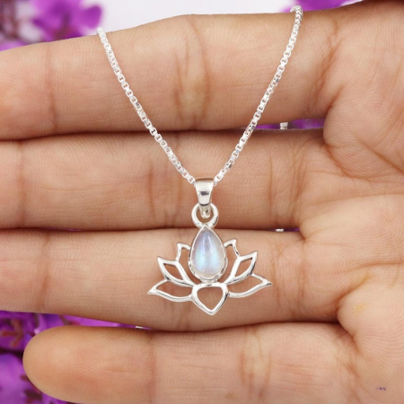 Pandantiv argint Floare de Lotus cu piatra lunii [1]