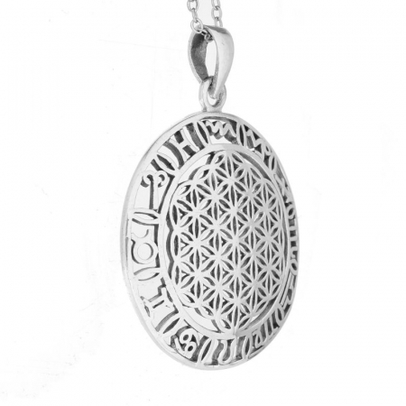 Pandantiv argint Floarea Vietii si Zodiac 3,3 cm [1]