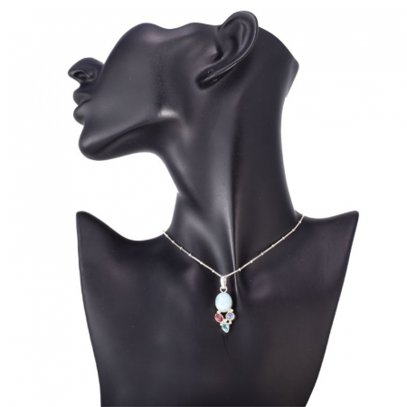 Pandantiv argint mix pietre larimar, topaz, granat, piatra lunii [2]