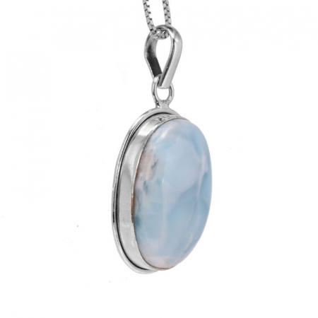 Pandantiv argint piatra larimar oval lucrat manual in India [1]