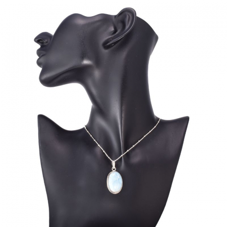 Pandantiv argint piatra larimar oval lucrat manual in India [2]