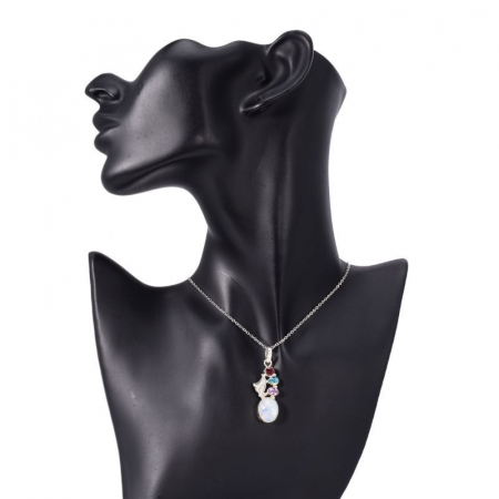 Pandantiv argint  - piatra lunii, granat, topaz, ametist [1]