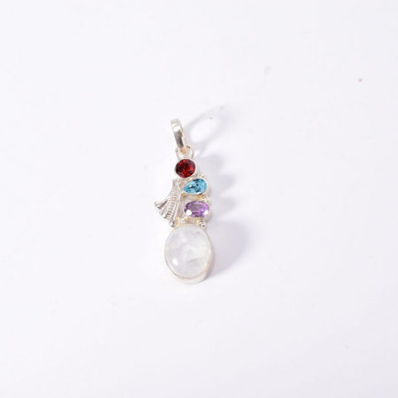 Pandantiv argint  - piatra lunii, granat, topaz, ametist [2]